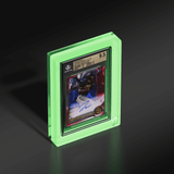 Close-up of a Phantom Display glow-in-the-dark slab case showcasing a 2022 Bowman Chrome Prospect Autos James Wood Red Lava Refractor card, graded 9.5 by Beckett, highlighted by its ghostly luminescence. #authenticator_bgs