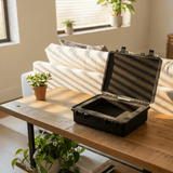 Phantom Display carry case side view highlighting durable hard-shell construction