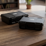 Phantom Display carry case interior with impact-absorbing foam cutouts for secure slab transport