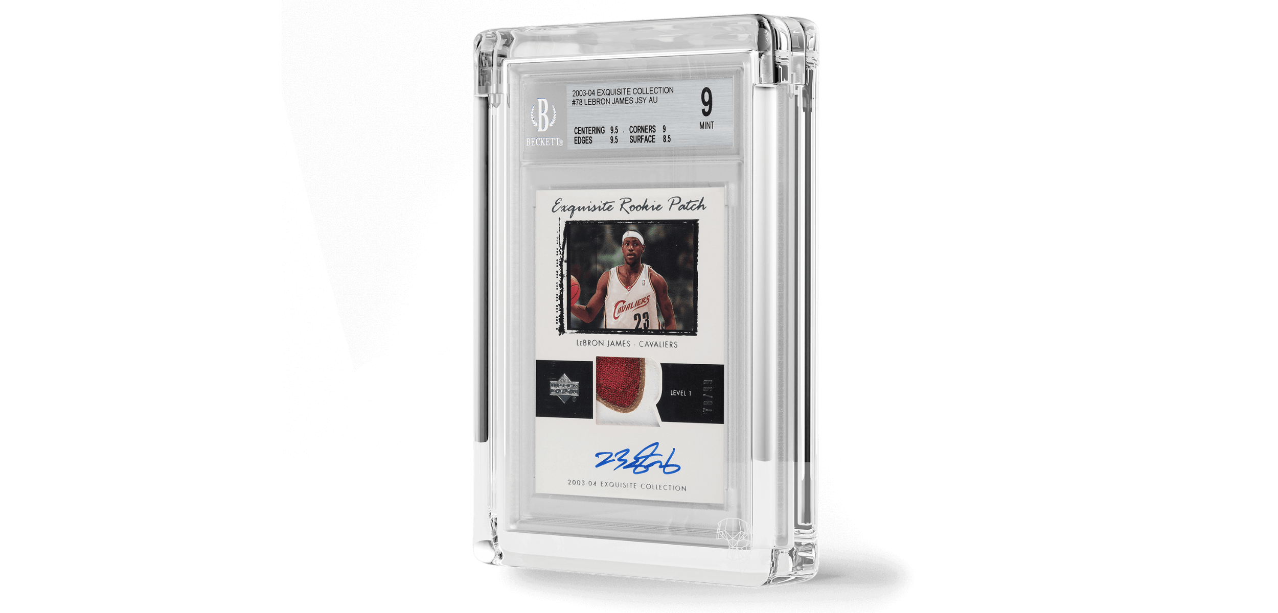 BGS Lebron James Rookie Card In Phantom Display Ultra Front Angle View