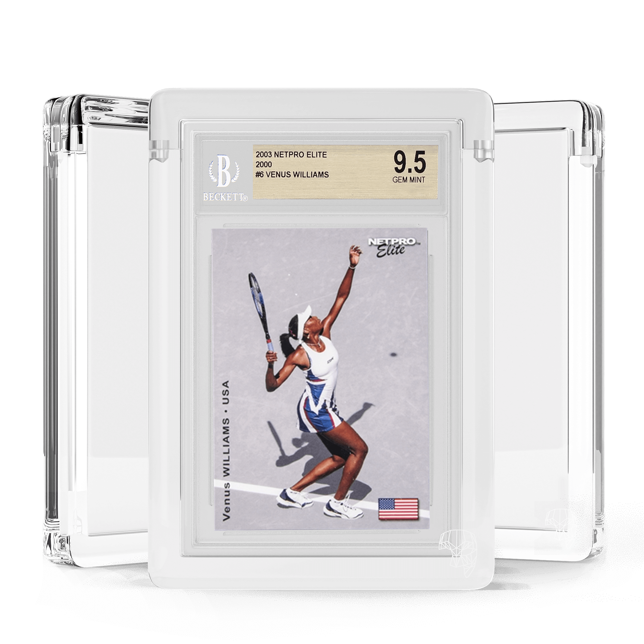 Venus Williams BGS Triple Pack Display Case Front