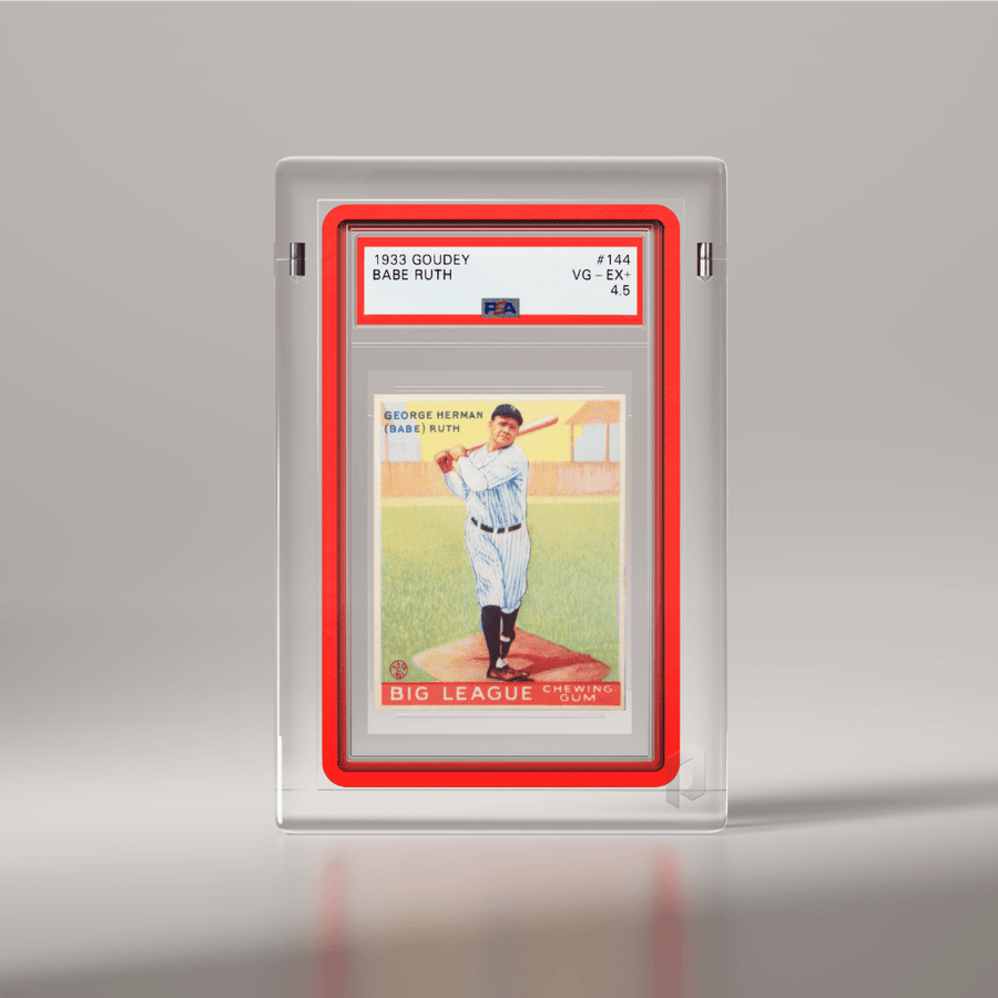 Phantom x GradedGuard Rounded display holding a red GradedGuard case with a PSA 4.5 1933 Goudey Babe Ruth slab, front-facing product shot