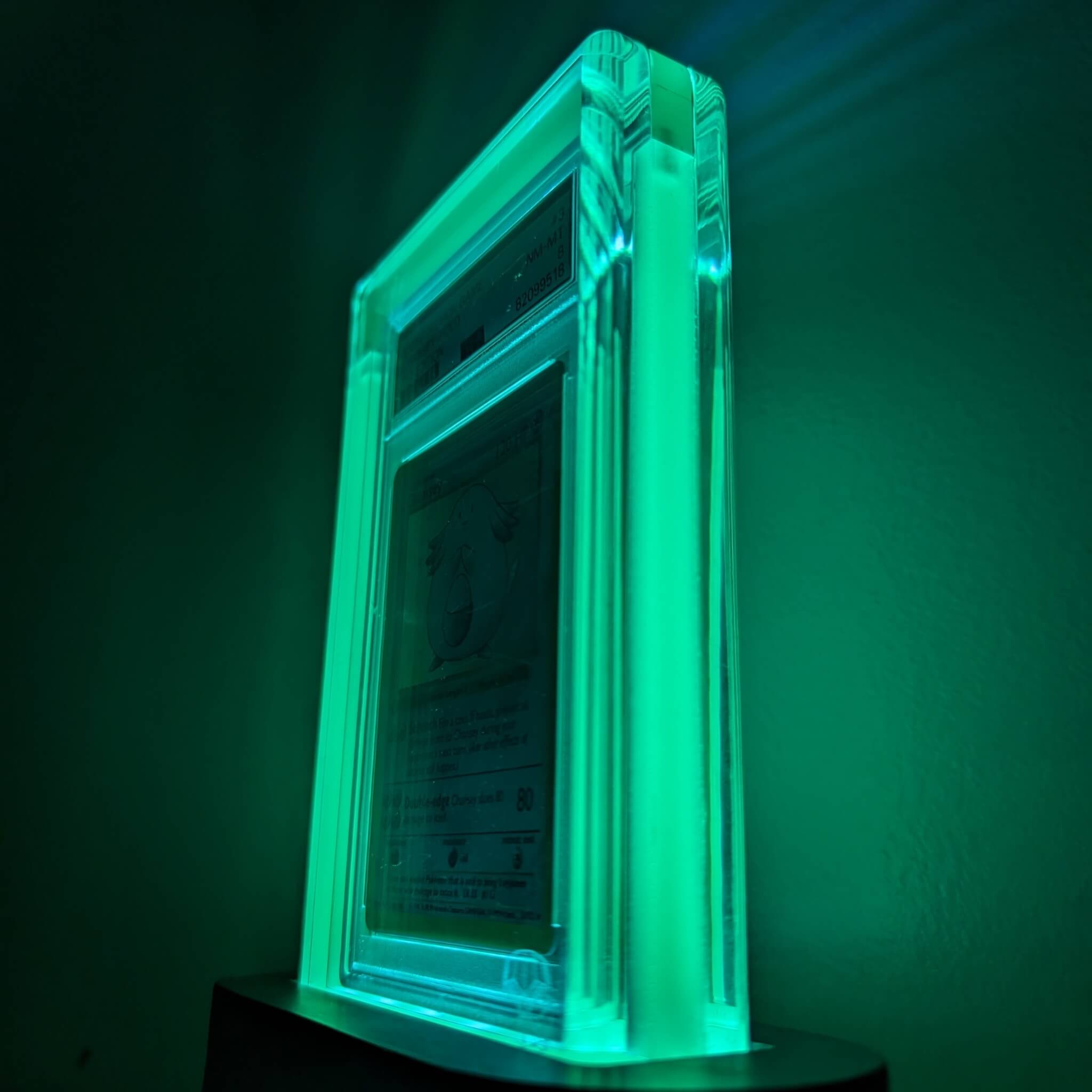 phantom display graded card case display glow in the dark PSA CGC and BGS side view