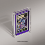 A 2021 Japanese Pokémon Fusion Arts Mew V card encased in a Phantom Display prism slab case, authenticated by CGC with a pristine 10 grade. #authenticator_psa/cgc