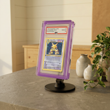 Phantom Display Magneto Color purple Rounded case with PSA Alakazam Shadowless Holo card