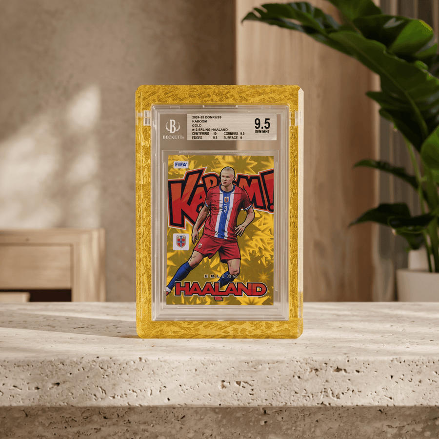 Phantom Display Magneto Color textured gold Prism display with BGS Erling Haaland Kaboom card
