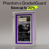 Phantom x GradedGuard acrylic case with vibrant purple accents, securing a CGC-graded Pokémon Umbreon card. Engineered for premium protection.