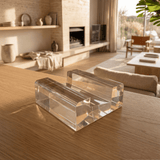 Clear acrylic display stand for graded cards, front view
