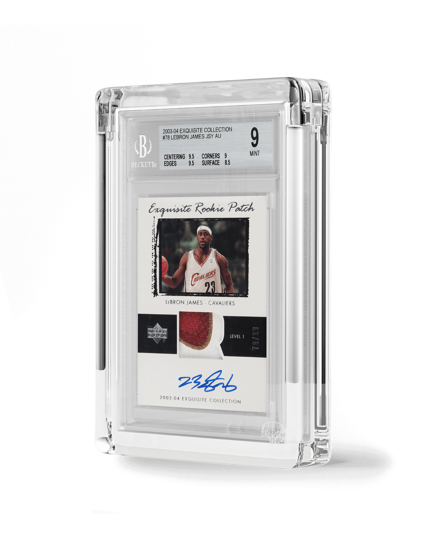 BGS Lebron James Rookie Card In Phantom Display Ultra Front Angle View Mobile