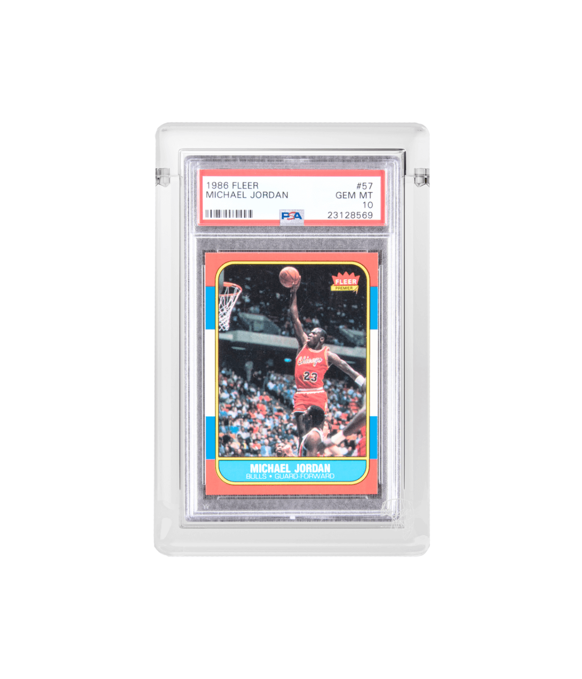 Michael Jordan In A PSA Graded Card Slab Protective Display Ultra Front View