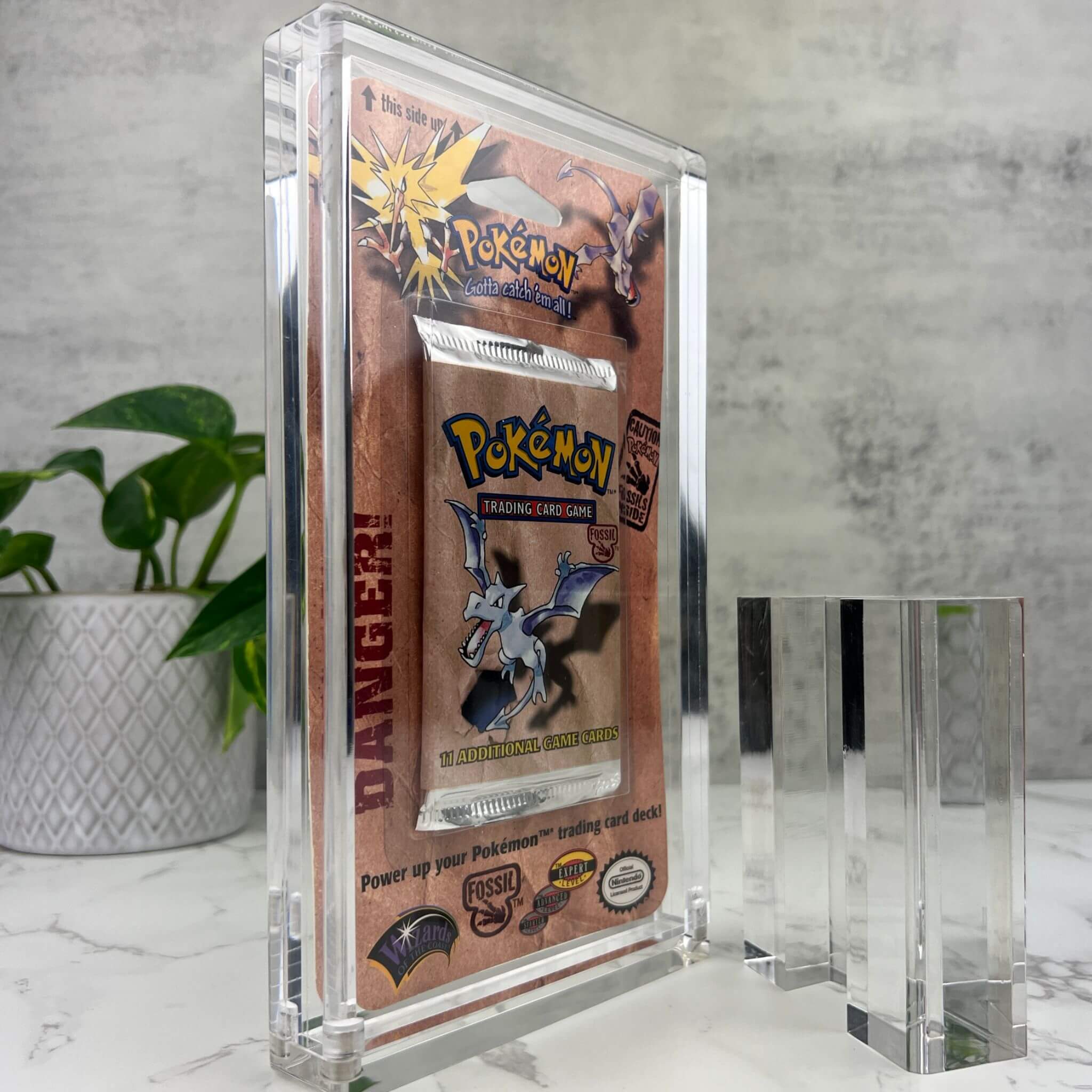 Quad Pokemon Blister Pack Magnetic Acrylic Protective Case With Stand Front