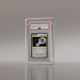 Side view of a Phantom Display graded card case with a 2010 P.M. Japanese promo Master's Key holographic card graded GEM MT 10, providing sturdy, UV-protected acrylic display for collectors. #authenticator_psa