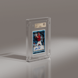 Side view of a Phantom Display graded card case showcasing a Mike Trout baseball card graded GEM MT 9.5, in a premium clear acrylic frame designed for protection and display. #authenticator_bgs