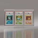 front view of a Phantom Display triple ultra graded card slab case featuring Pokémon card, graded GEM MT 10, offering UV protection and clear visibility for collectors. #authenticator_psa/cgc