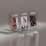 side angle view of a Phantom Display triple ultra graded card slab case featuring kobe bryant basketball card slab, graded BGS GEM MINT, offering UV protection and clear visibility for collectors. #authenticator_bgs