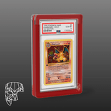 1999 Pokémon Game Charizard Holo 1st Edition Gem Mint 10 card, displayed in a Phantom Display Ultra red case with full UV protection and a sleek modern design. #authenticator_psa