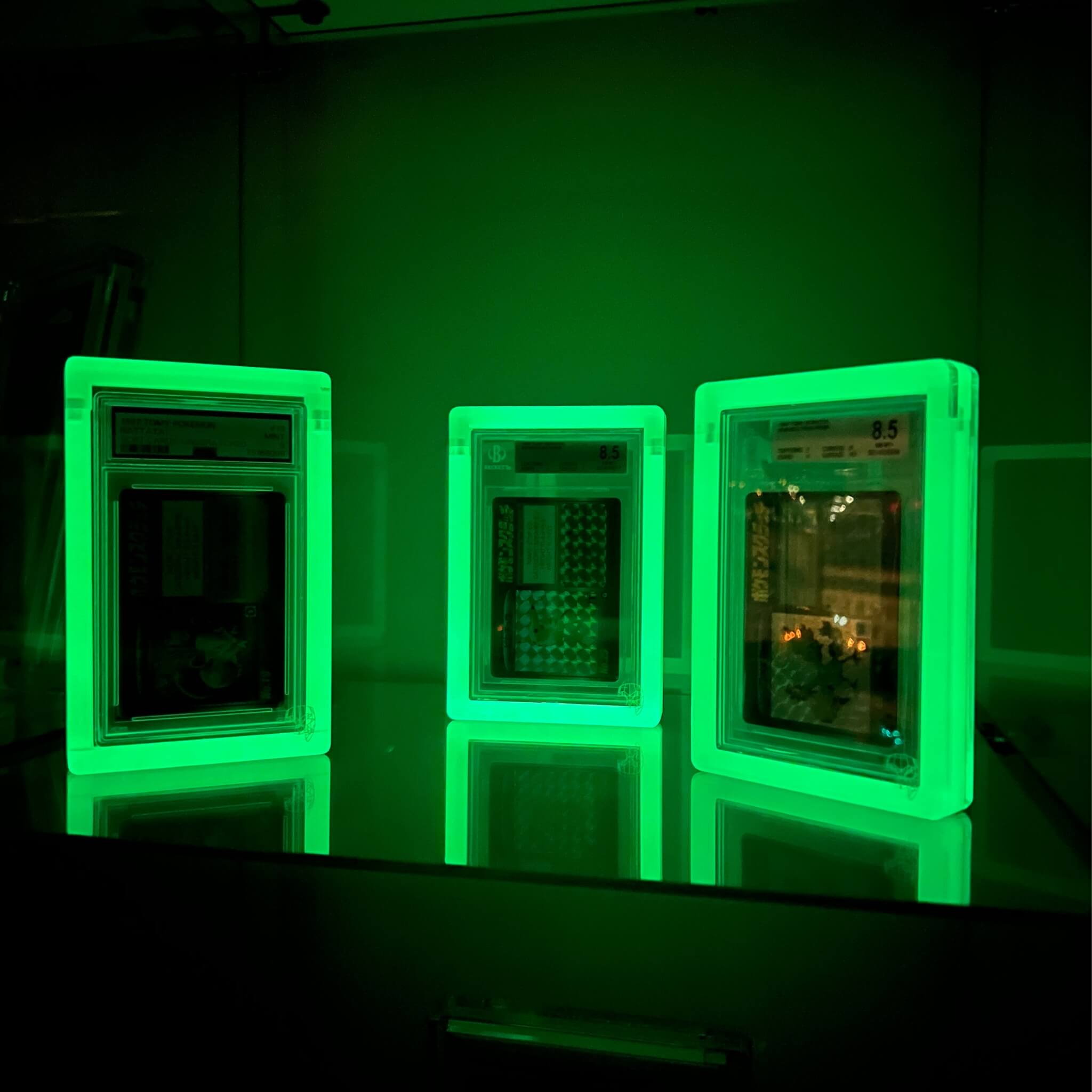 phantom display graded card case display glow in the dark PSA CGC and BGS