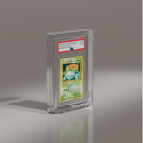 Premium clear acrylic display case showcasing a PSA graded Venusaur card, ideal for serious collectors seeking high-quality display solutions.