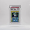 A PSA-graded Pokémon card securely displayed in a Phantom Display acrylic case, showcasing premium protection and visual appeal for collectors.