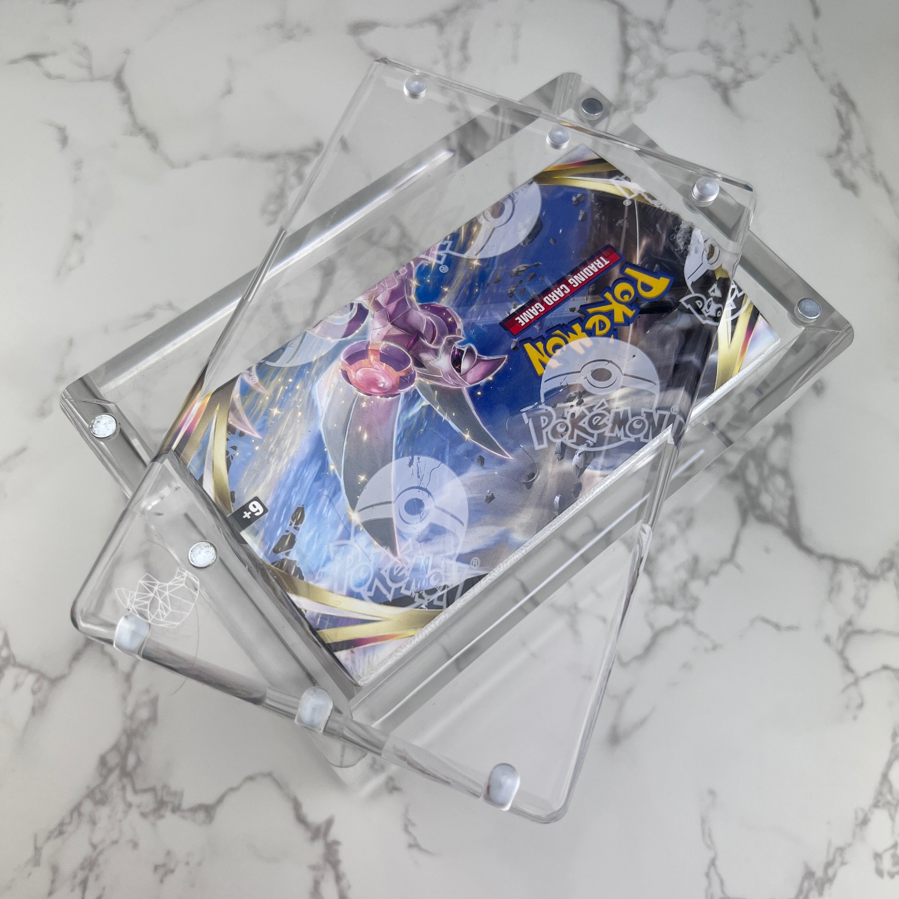 Pokemon booster box (modern) magnetic acrylic protective case. Crystal clear acrylic, with UV resistance. Fits: all modern Pokemon Booster Boxes