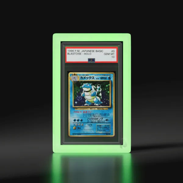 Phantom Ghost glow display with a PSA graded card