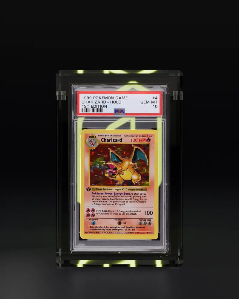 Ultra (Thick Cards) acrylic display with a PSA graded card, 360 degree view